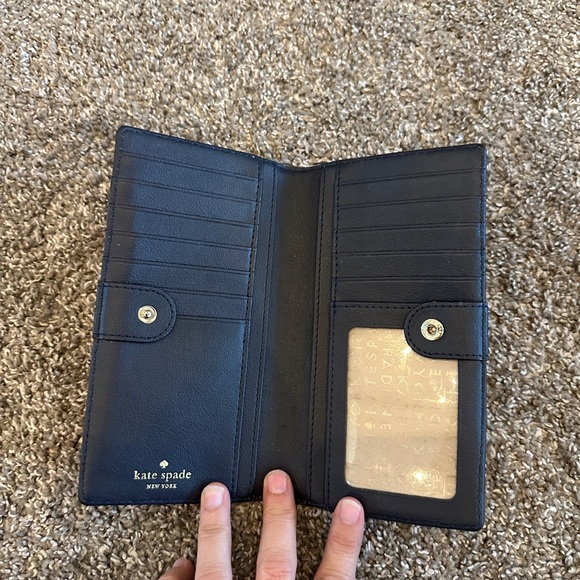 Kate spade Hyde blue shades & white checkered wallet snap close multi card slots - Picture 6 of 7